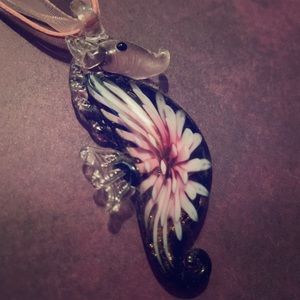 Seahorse Glass Pendant Necklace